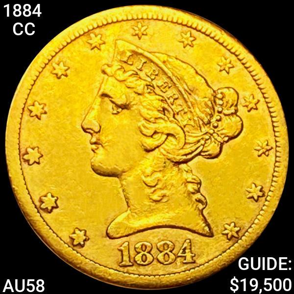 1884-CC $5 Gold Half Eagle CHOICE AU (1 of 2)