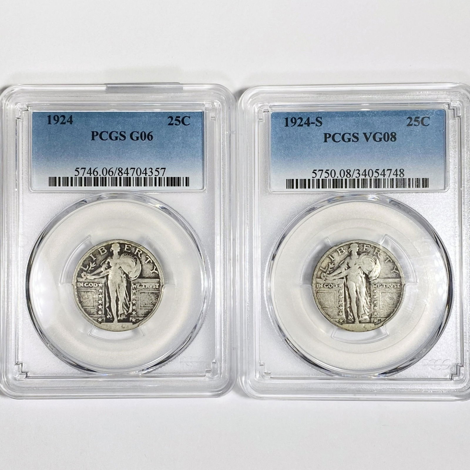 1924 Set (2) Standing Liberty Quarter PCGS-VG8, (1 of 2)