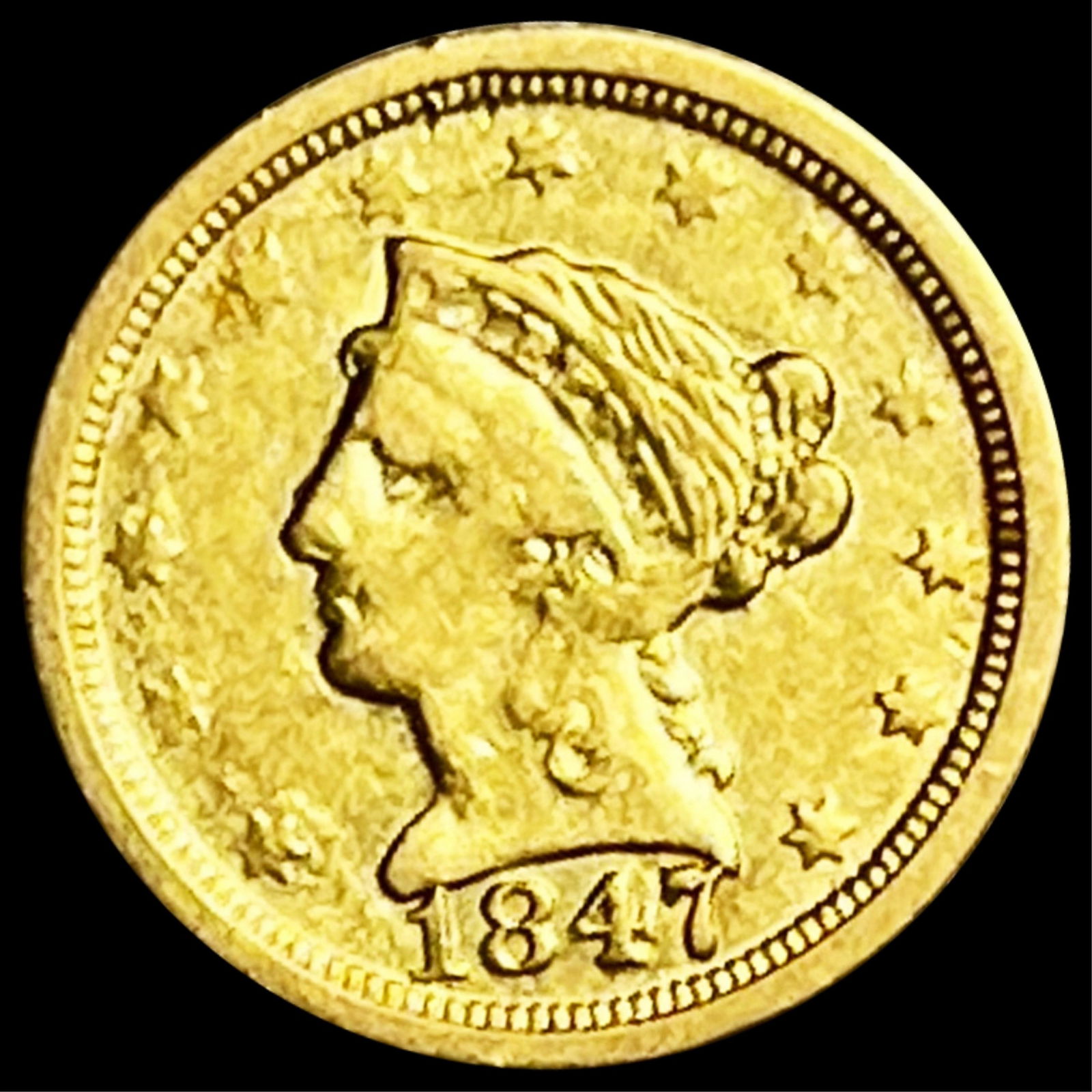 1847-O $2.50 Gold Quarter Eagle LIGHTLY (1 of 2)