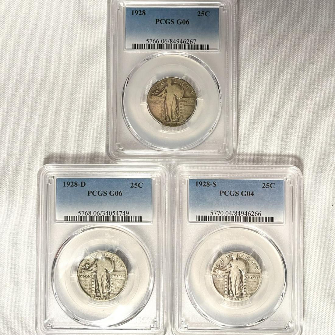 1928 Set (3) Standing Liberty Quarter PCGS-G6, G4 (1 of 2)