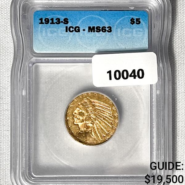 1913-S $5 Gold Half Eagle ICG-MS63 (1 of 2)