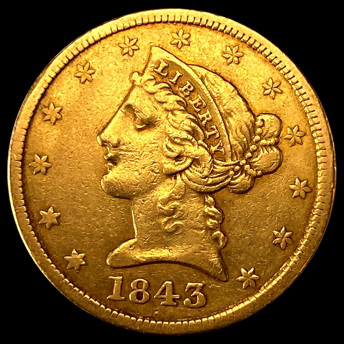1843 $5 Gold Half Eagle CLOSELY UNCIRCULATED (1 of 2)