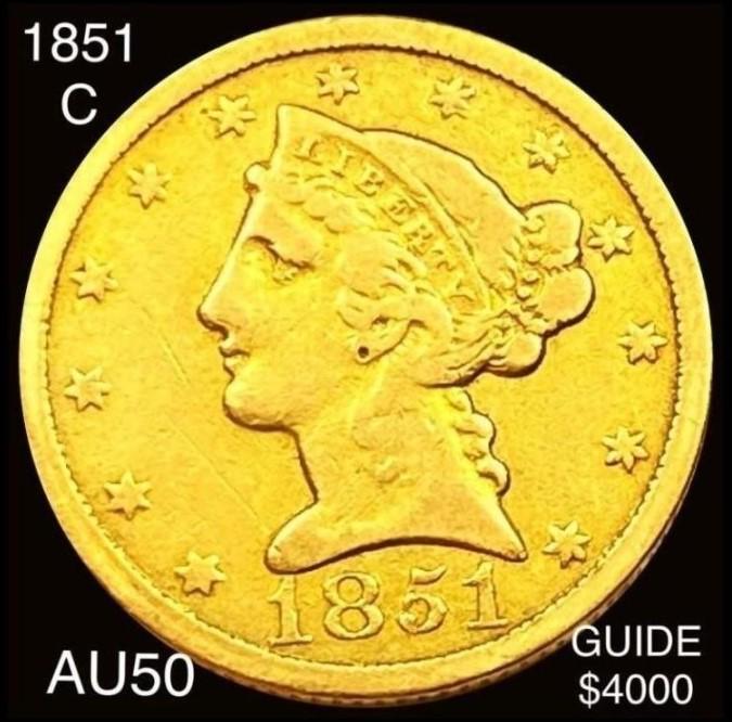 1851-C $5 Gold Half Eagle ABOUT UNCIRCULATED (1 of 2)