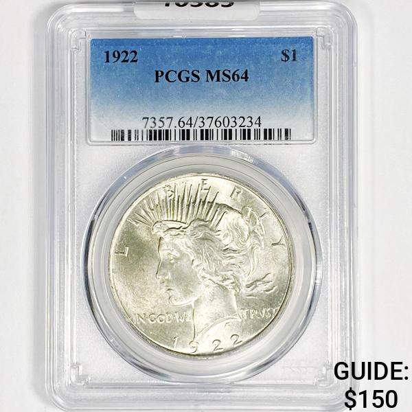 1922 Silver Peace Dollar PCGS-MS64 (1 of 2)