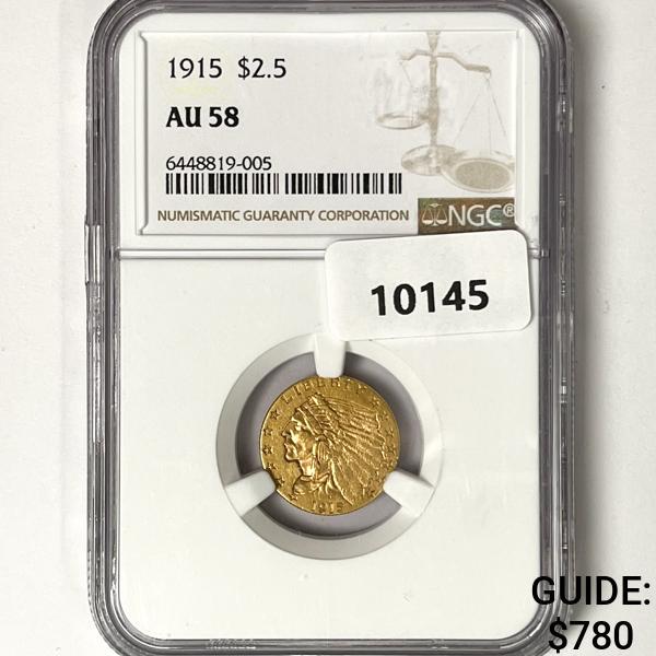 1915 $2.50 Gold Quarter Eagle NGC-AU58 (1 of 2)