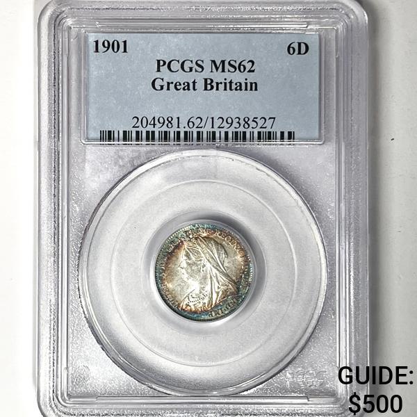 1901 British Silver 6 Pence PCGS-MS62 (1 of 2)