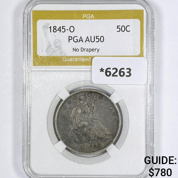 1845-O Seated Liberty Half Dollar PGA-AU50 No (1 of 2)