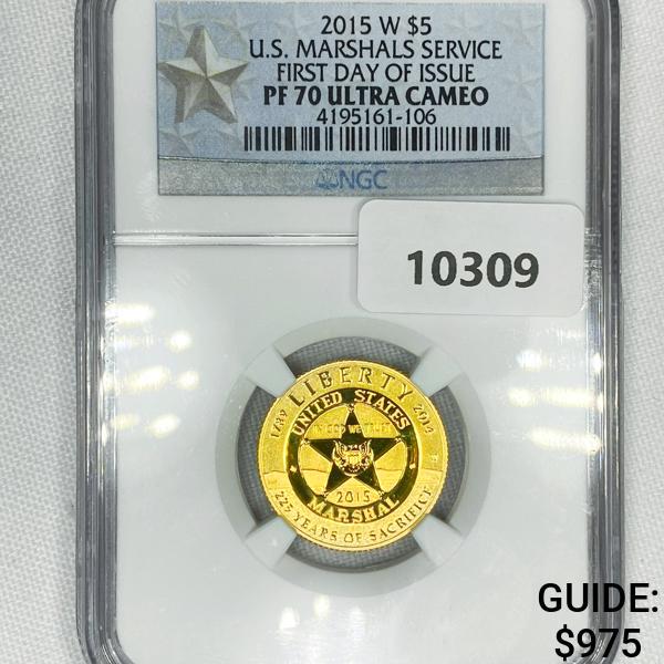 2015-W US Marsh Serv $5 Gold Half Eagle NGC-PF70 (1 of 2)