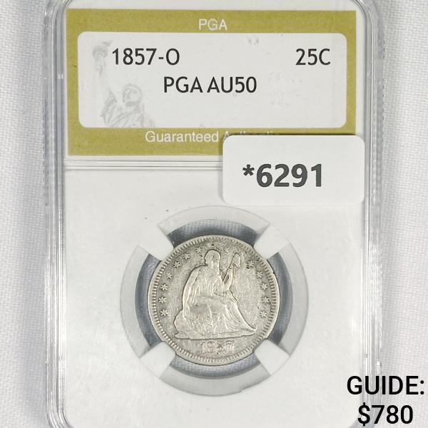 1857-O Seated Liberty Quarter PGA-AU50 (1 of 2)