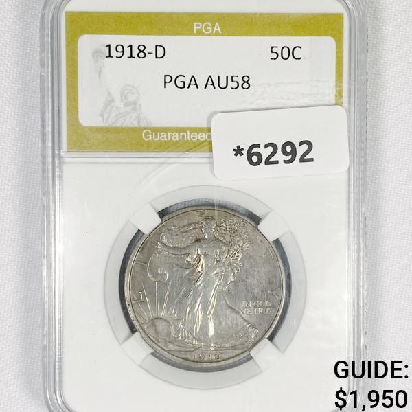 1918-D Walking Liberty Half Dollar PGA-AU58 (1 of 2)