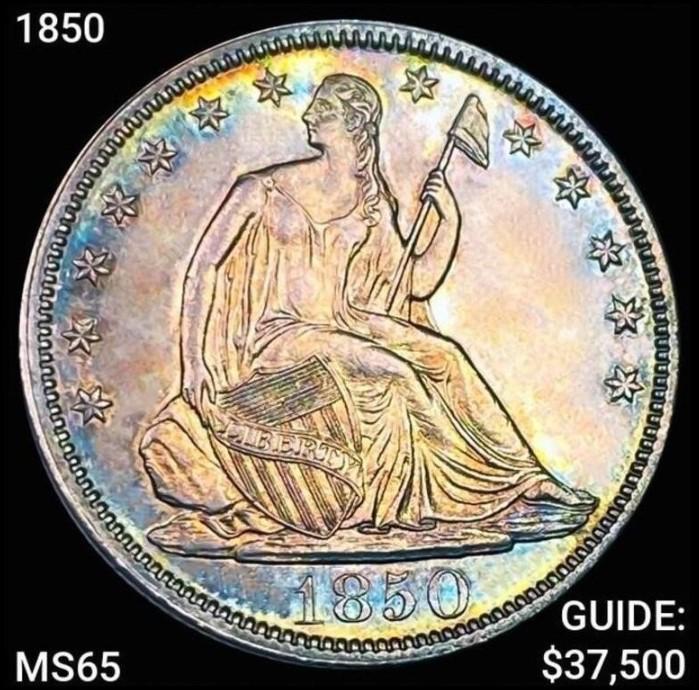 1850 Seated Liberty Half Dollar GEM BU (1 of 2)