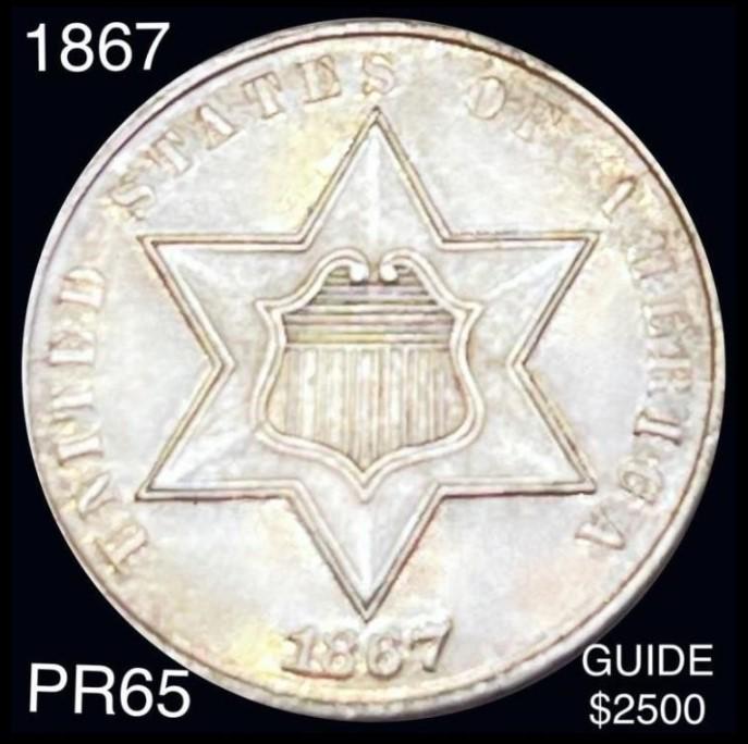 1867 Three Cent Silver Piece GEM PROOF (1 of 2)