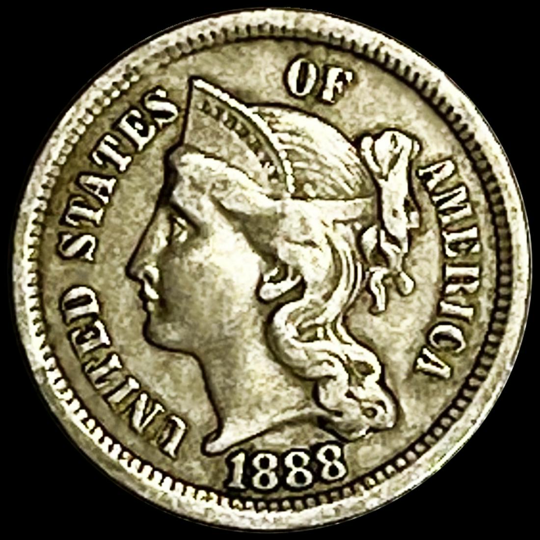 1888 Nickel Three Cent ABOUT UNCIRCULATED (1 of 2)