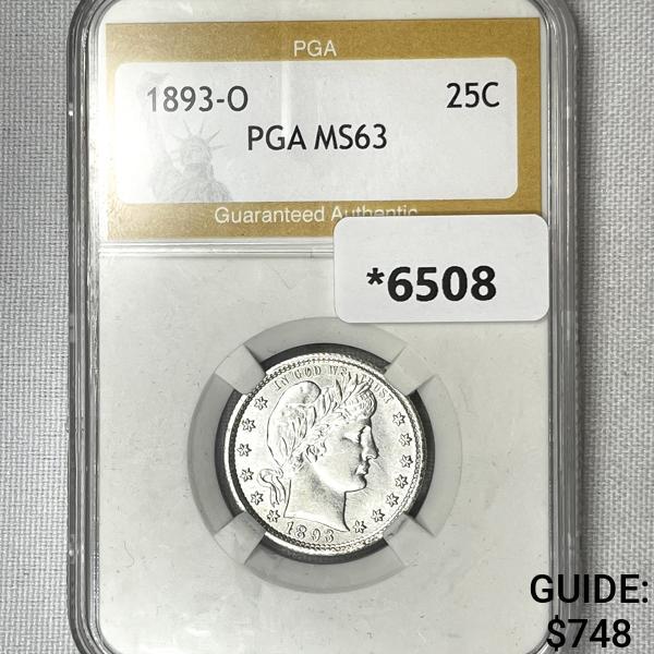 1893-O Barber Quarter PGA-MS63 (1 of 2)