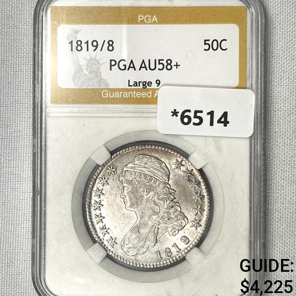 1819/8 Capped Bust Half Dollar PGA-AU58+ Lg 9 (1 of 2)