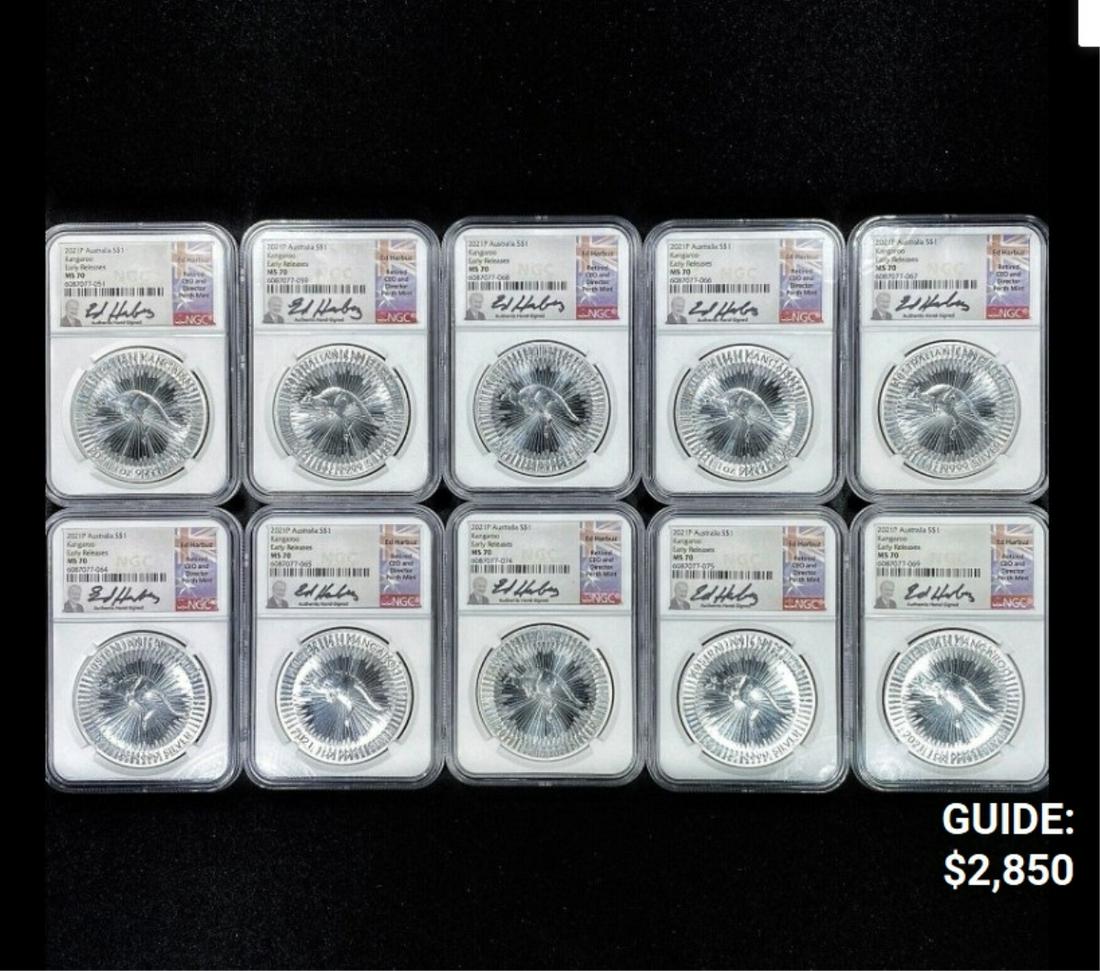 (10) 2021 Australian Silver Dollar NGC - MS70 (1 of 2)