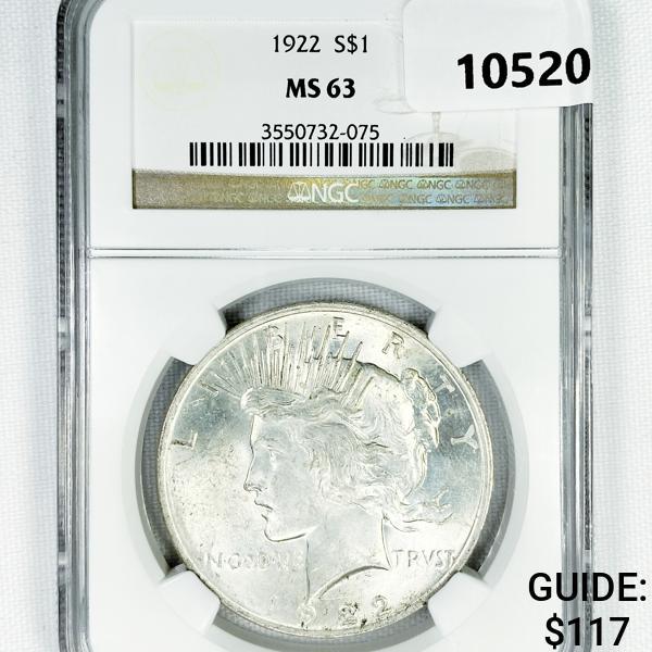 1922 Silver Peace Dollar NGC-MS63 (1 of 2)