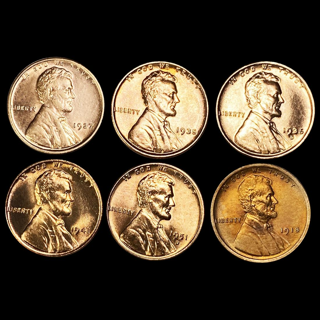 RED Wheat Cents (6) UNCIRCULATED (1 of 2)