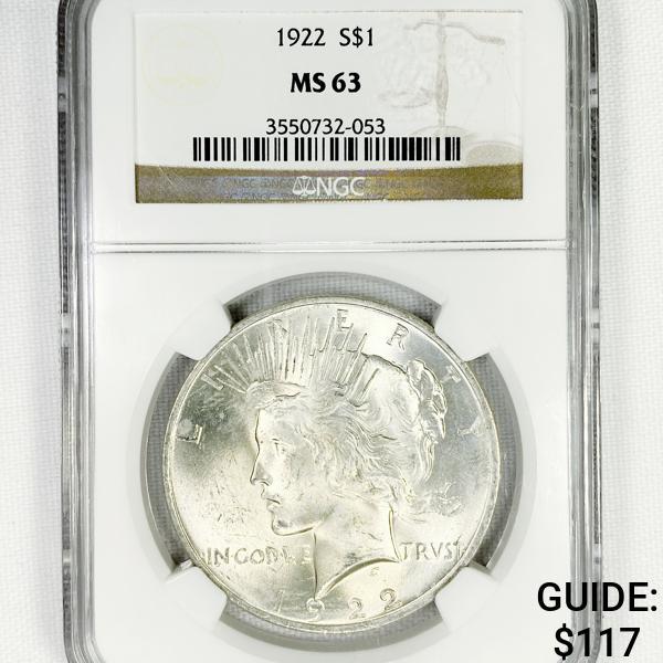 1922 Silver Peace Dollar NGC-MS63 (1 of 2)