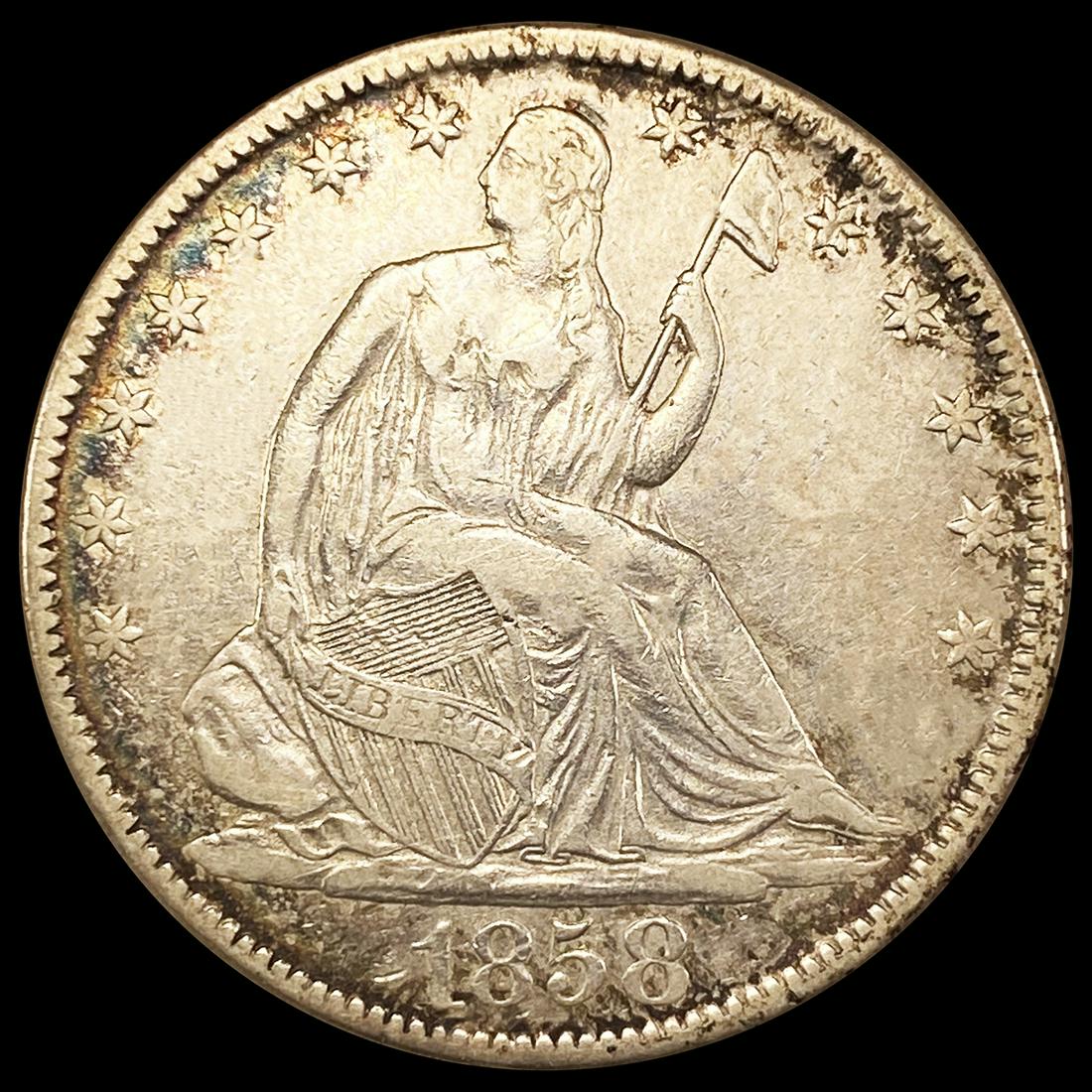 1858-O Seated Liberty Half Dollar NEARLY (1 of 2)