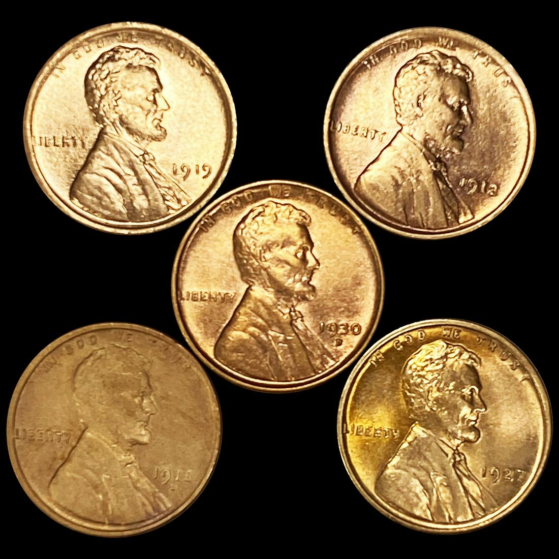 RED Wheat Cents (5) UNCIRCULATED (1 of 2)