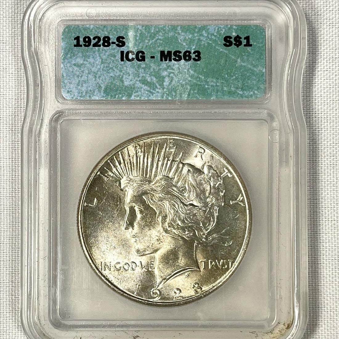 1928-S Silver Peace Dollar ICG-MS63 (1 of 2)