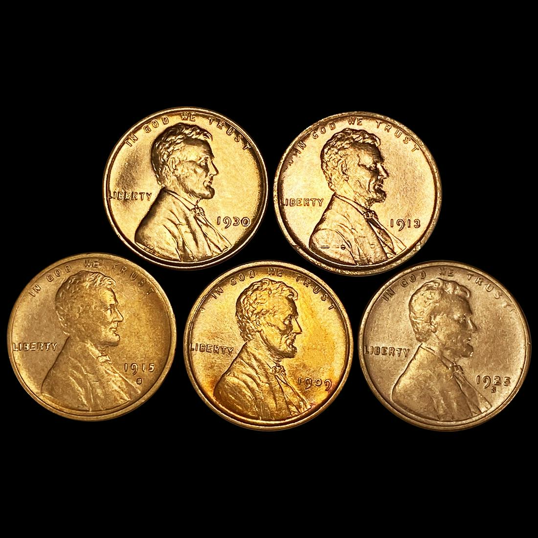 RED Wheat Cents (5) UNCIRCULATED (1 of 2)