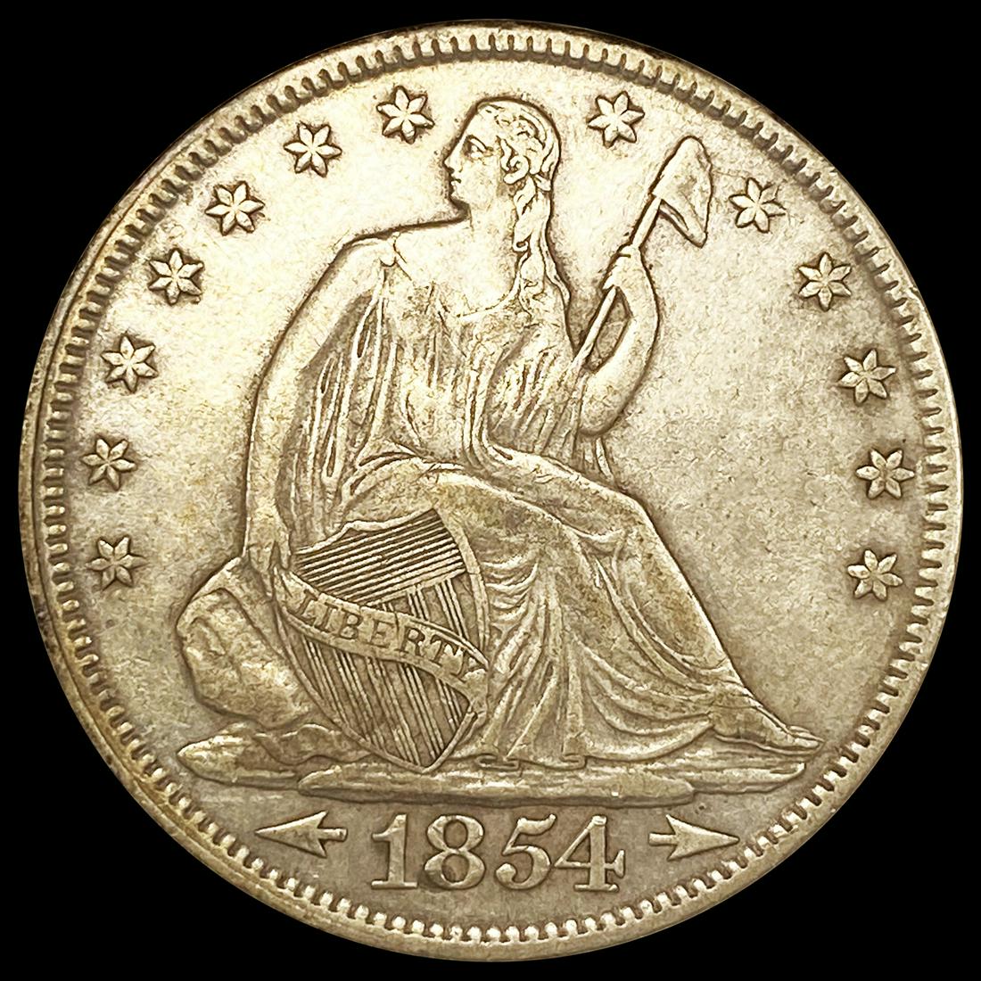 1854 Arrows Seated Liberty Half Dollar NEARLY (1 of 2)
