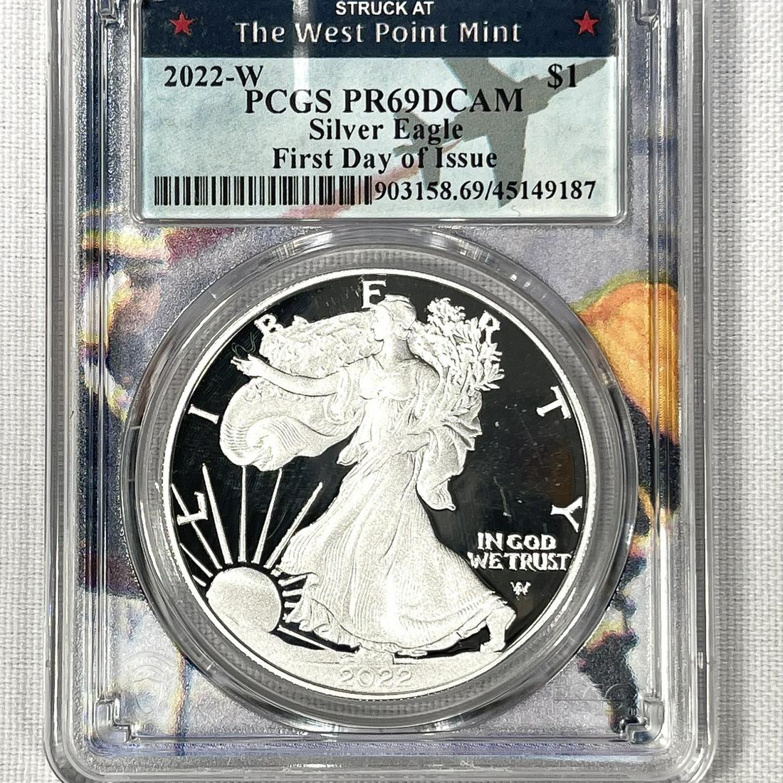 2022-W Silver Eagle PCGS-PR69 DCAM, 1st Day Issue (1 of 2)