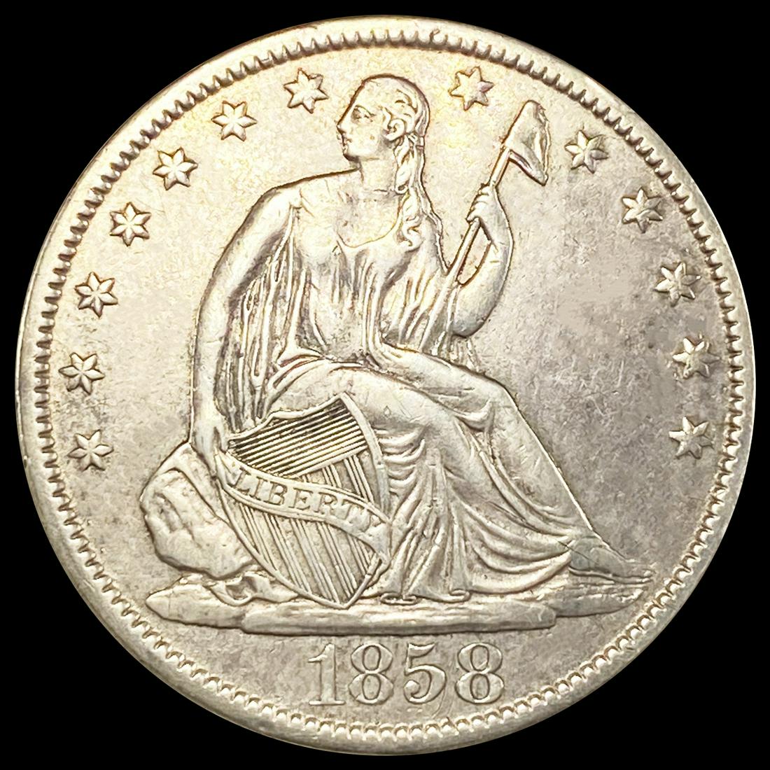 1858-O Seated Liberty Half Dollar NEARLY (1 of 2)