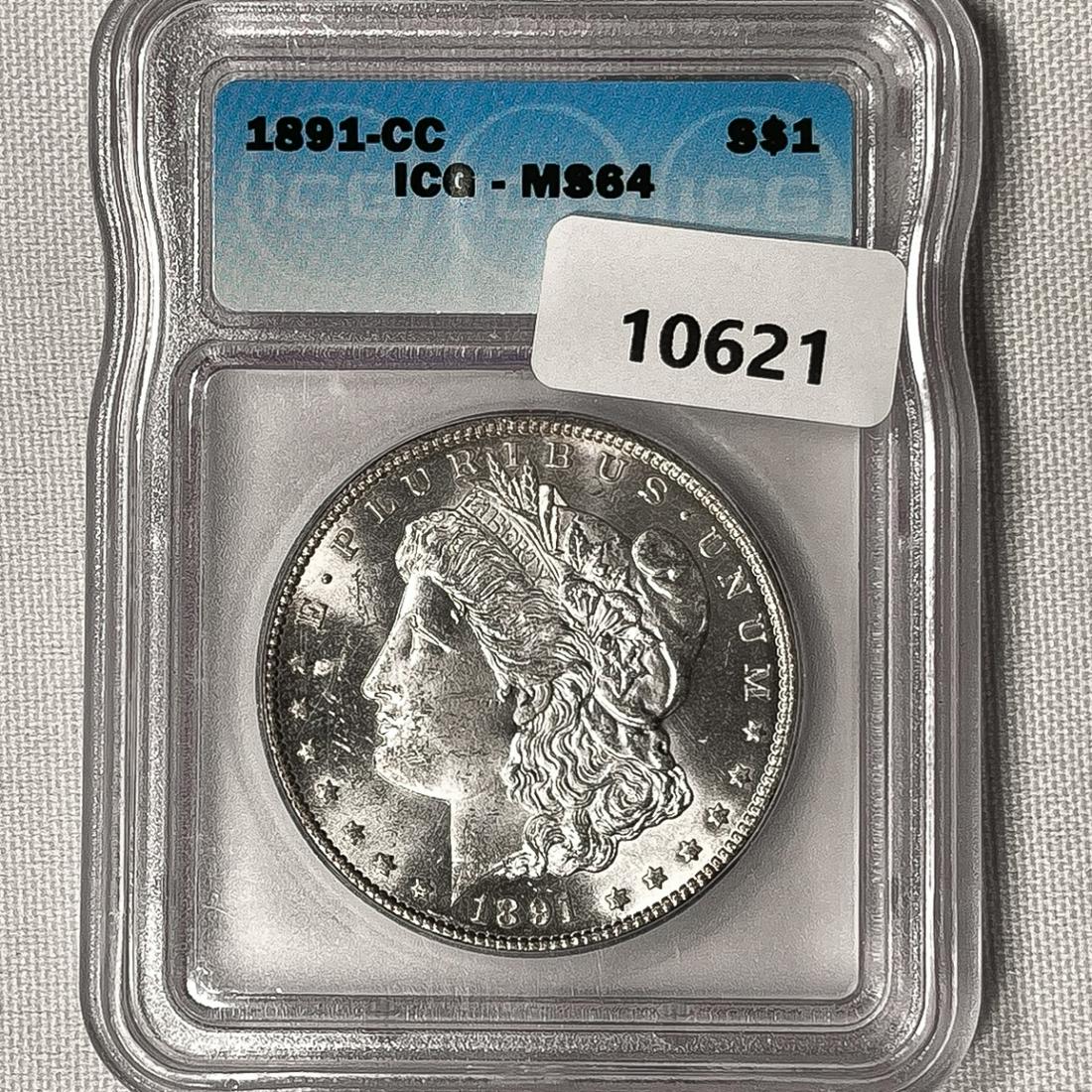 1891-CC Morgan Silver Dollar ICG-MS64 (1 of 2)
