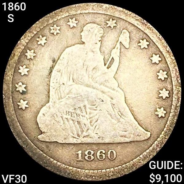 1860-S Seated Liberty Quarter LIGHTLY CIRC (1 of 2)