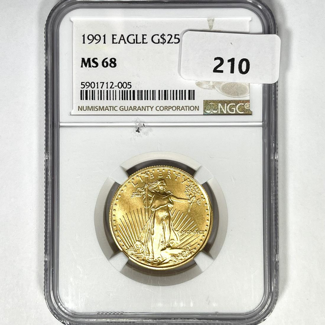 1991 $25 1/2oz American Gold Eagle NGC-MS68 (1 of 2)