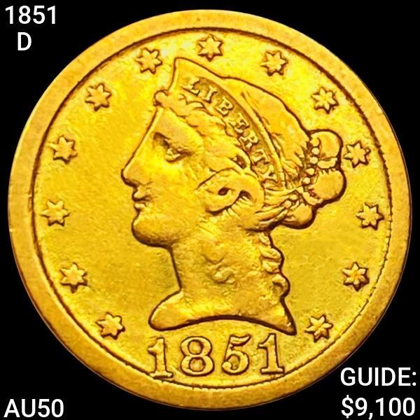 1851-D $5 Gold Half Eagle HIGH GRADE (1 of 2)