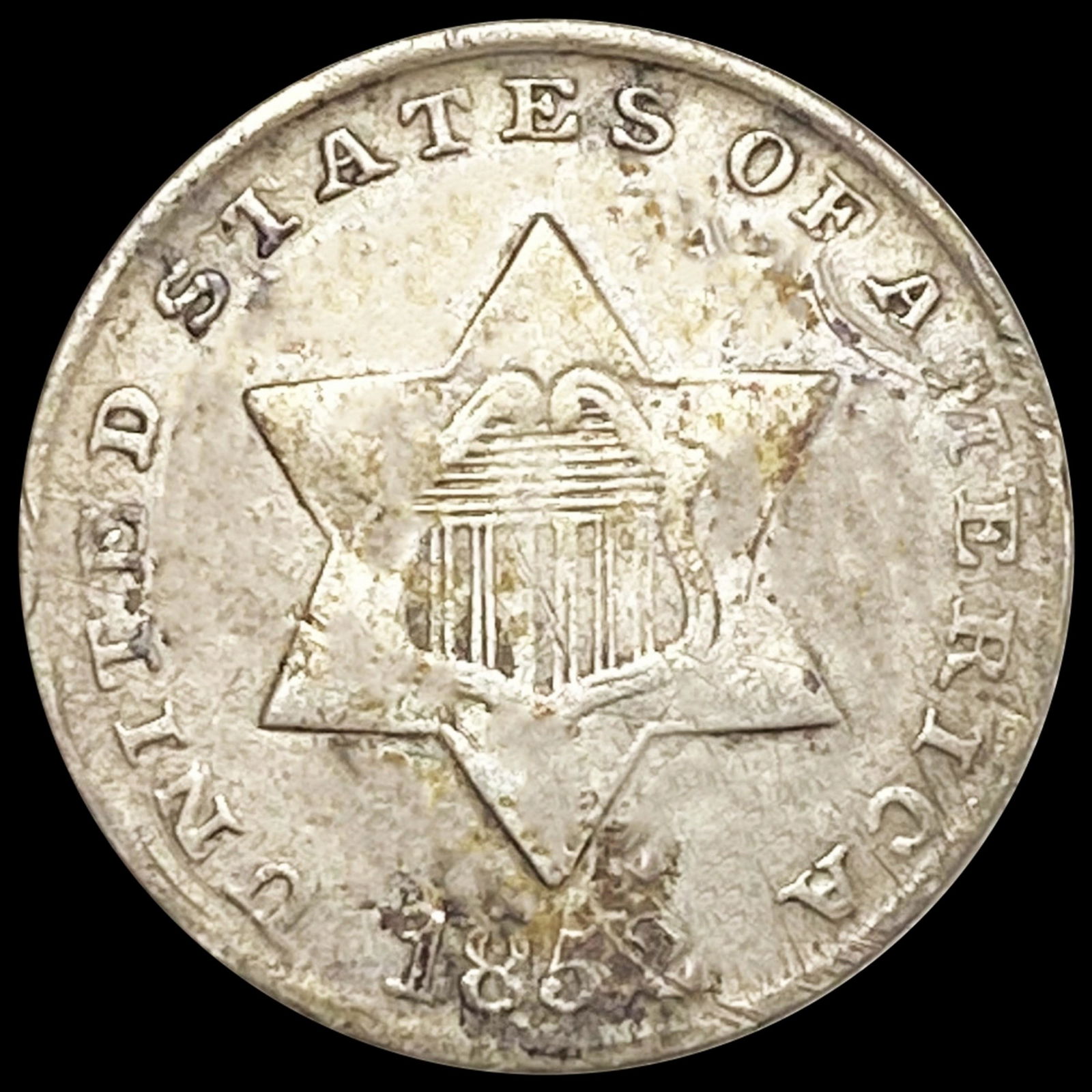 1852 Silver Three Cent CLOSELY UNCIRCULATED (1 of 2)