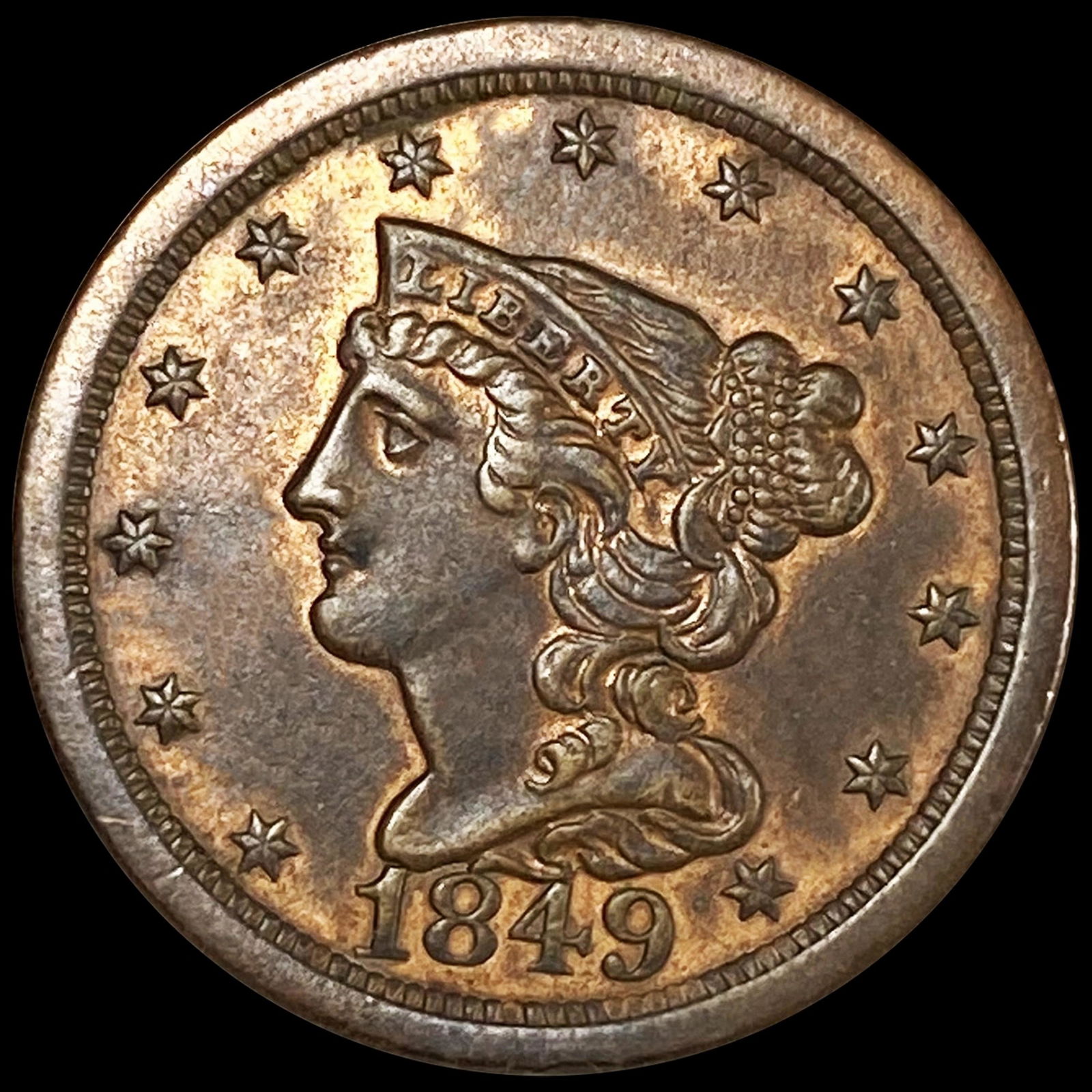 1849 Braided Hair Half Cent NEARLY UNCIRCULATED (1 of 2)