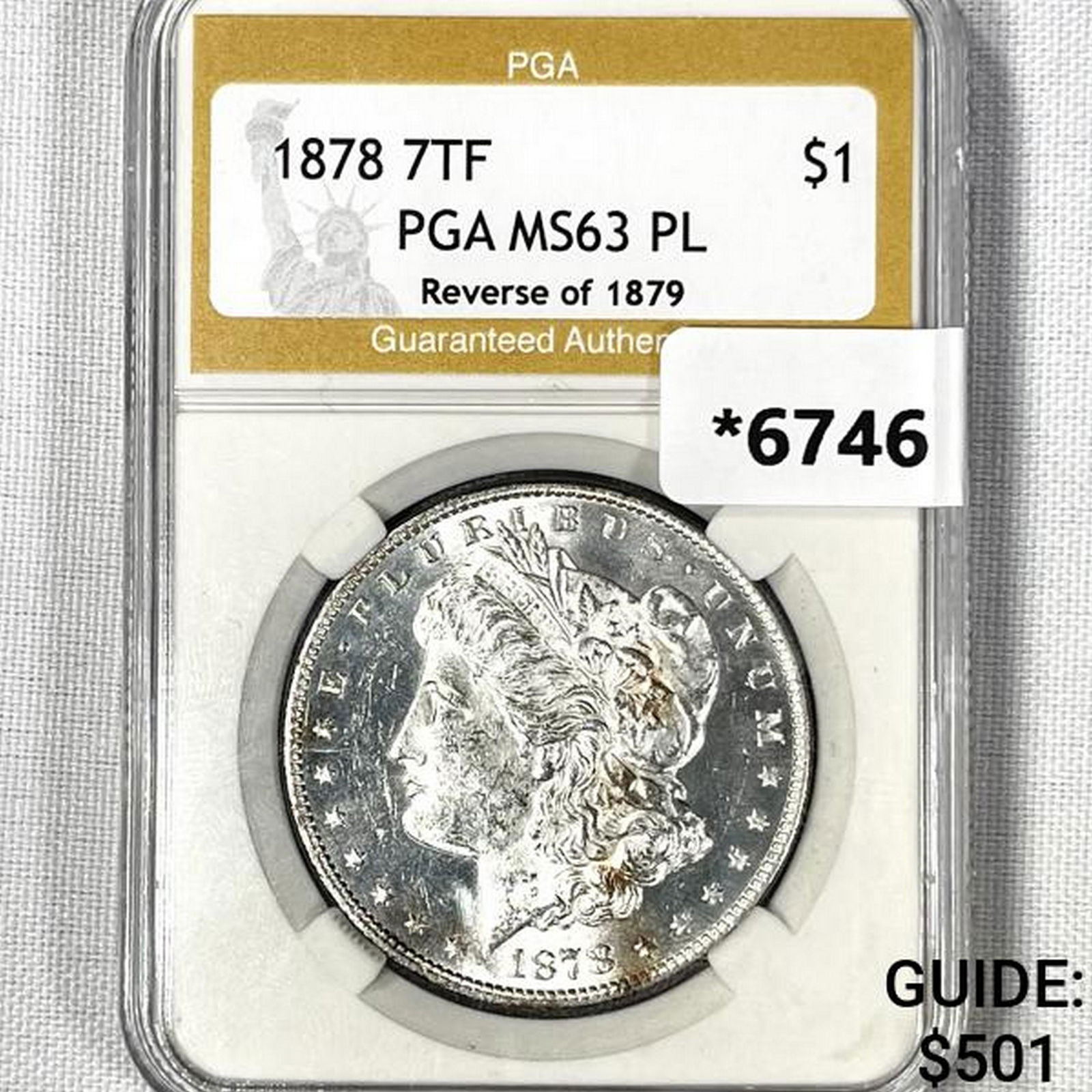 1878 7TF Morgan Silver Dollar PGA-MS63 PL, Rev of (1 of 2)