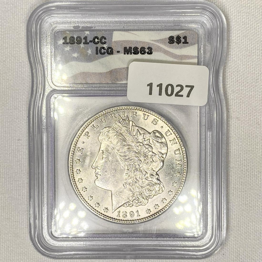 1891-CC Morgan Silver Dollar ICG-MS63 (1 of 2)