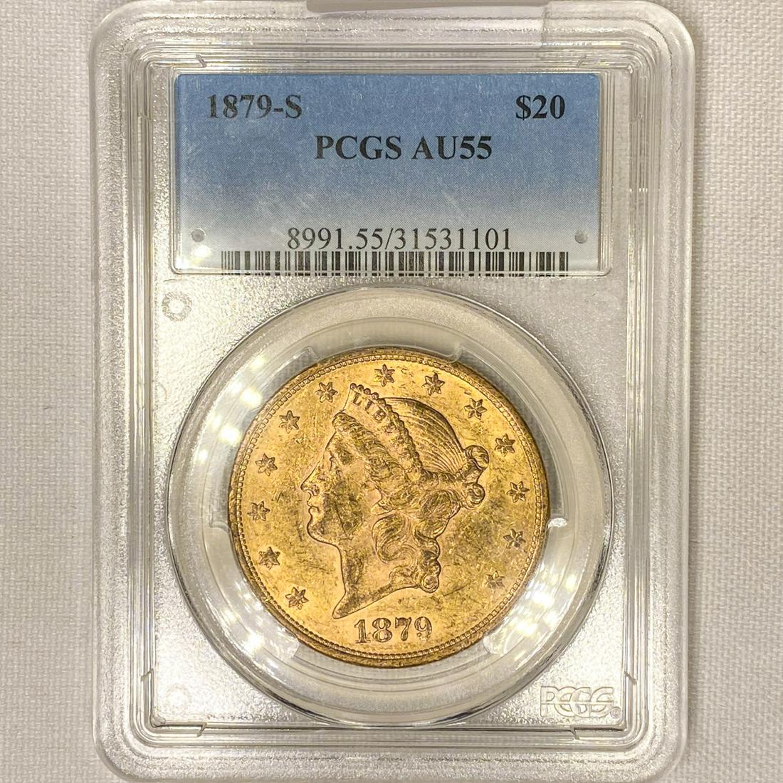 1879-S $20 Gold Double Eagle PCGS-AU55 (1 of 2)