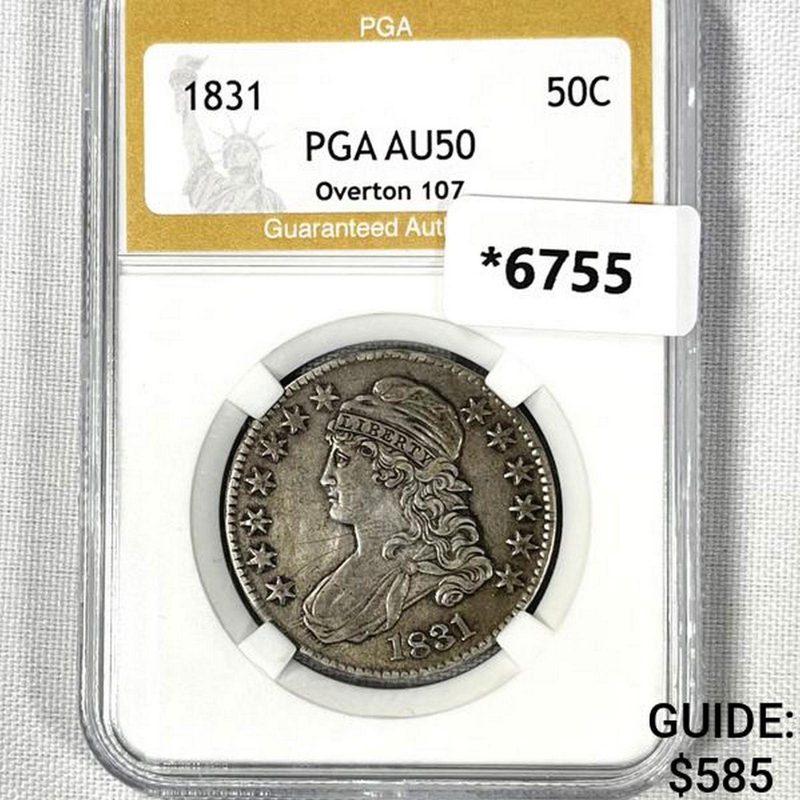 1831 Capped Bust Half Dollar PGA-AU50 Overton 107 (1 of 2)