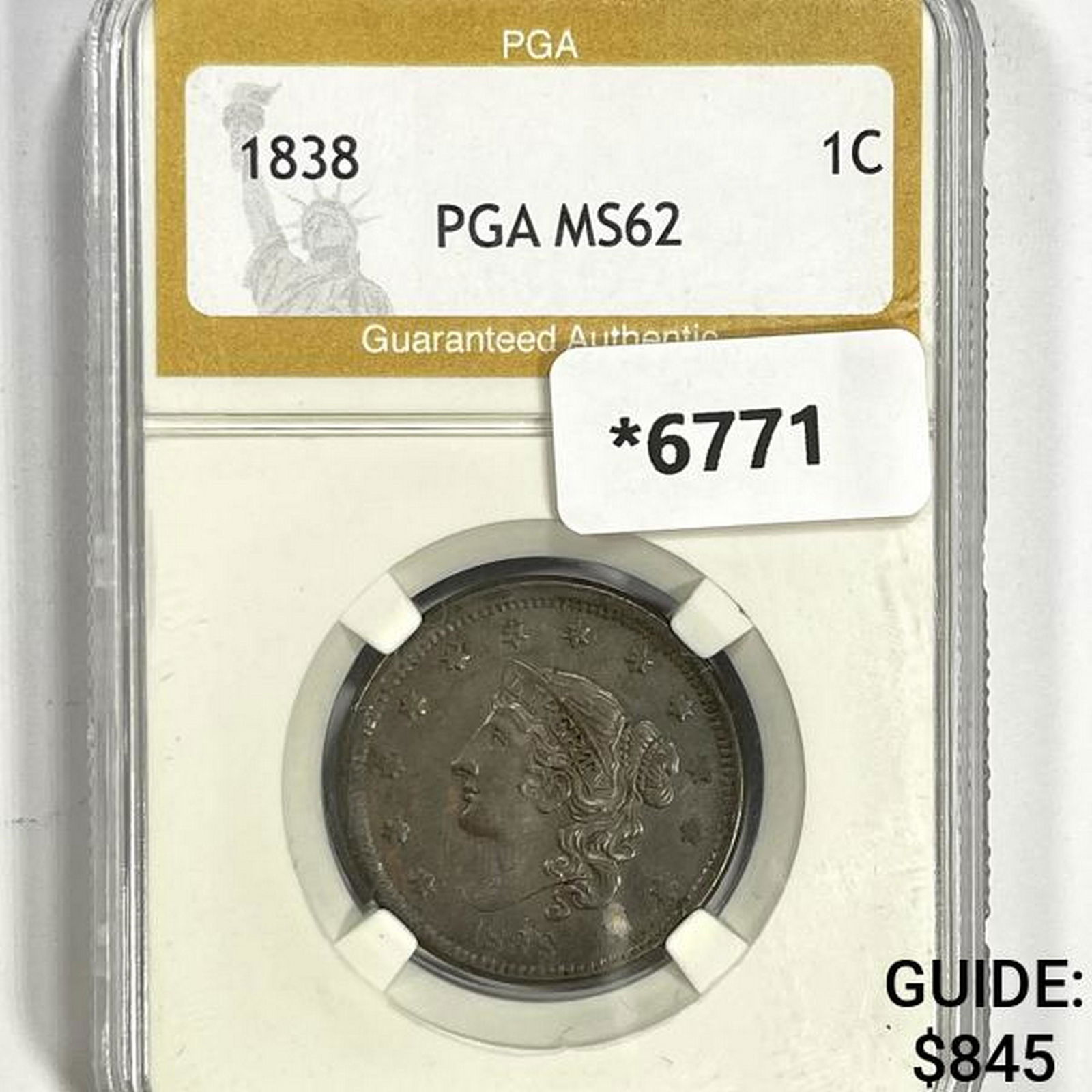1838 Coronet Head Large Cent PGA-MS62 (1 of 2)