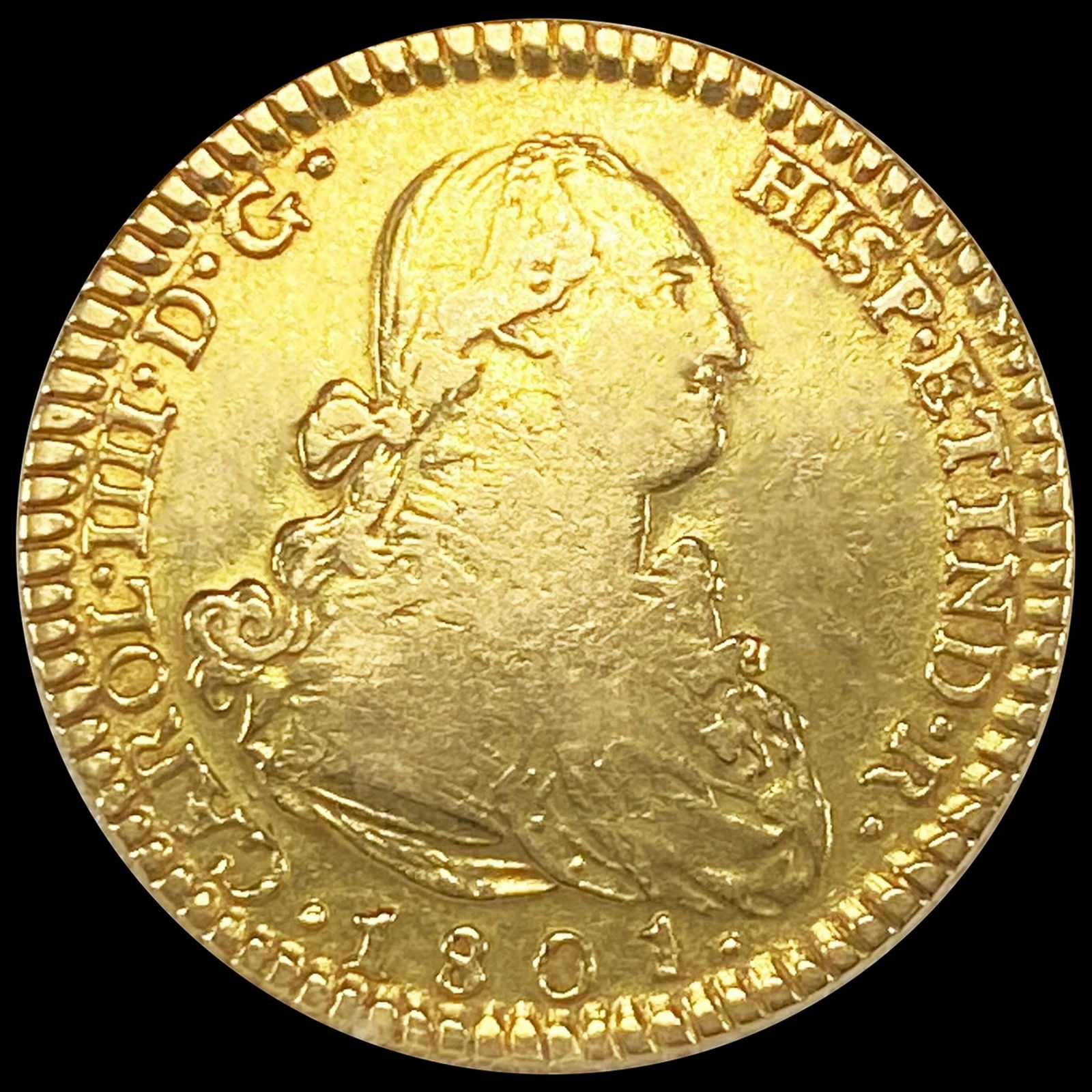 1801 Spain Gold 3 Escudo LIGHTLY CIRCULATED (1 of 2)