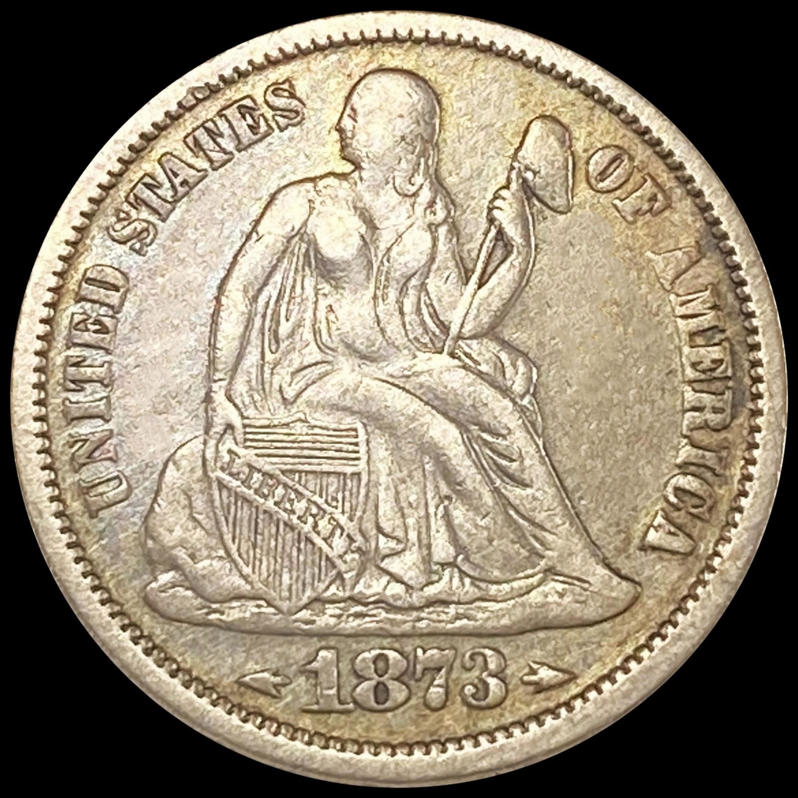 1873 Arrows Seated Liberty Dime NICELY CIRCULATED (1 of 2)