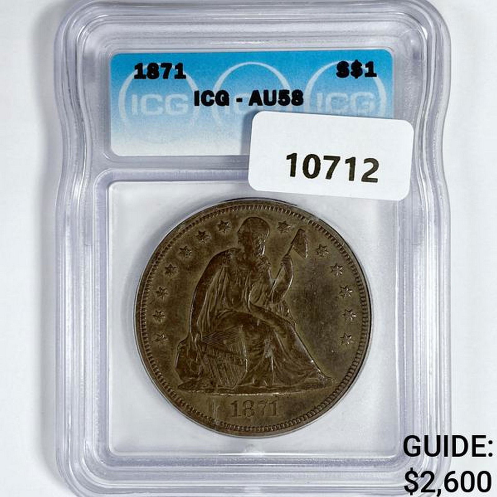 1871 Seated Liberty Dollar ICG-AU58 (1 of 2)