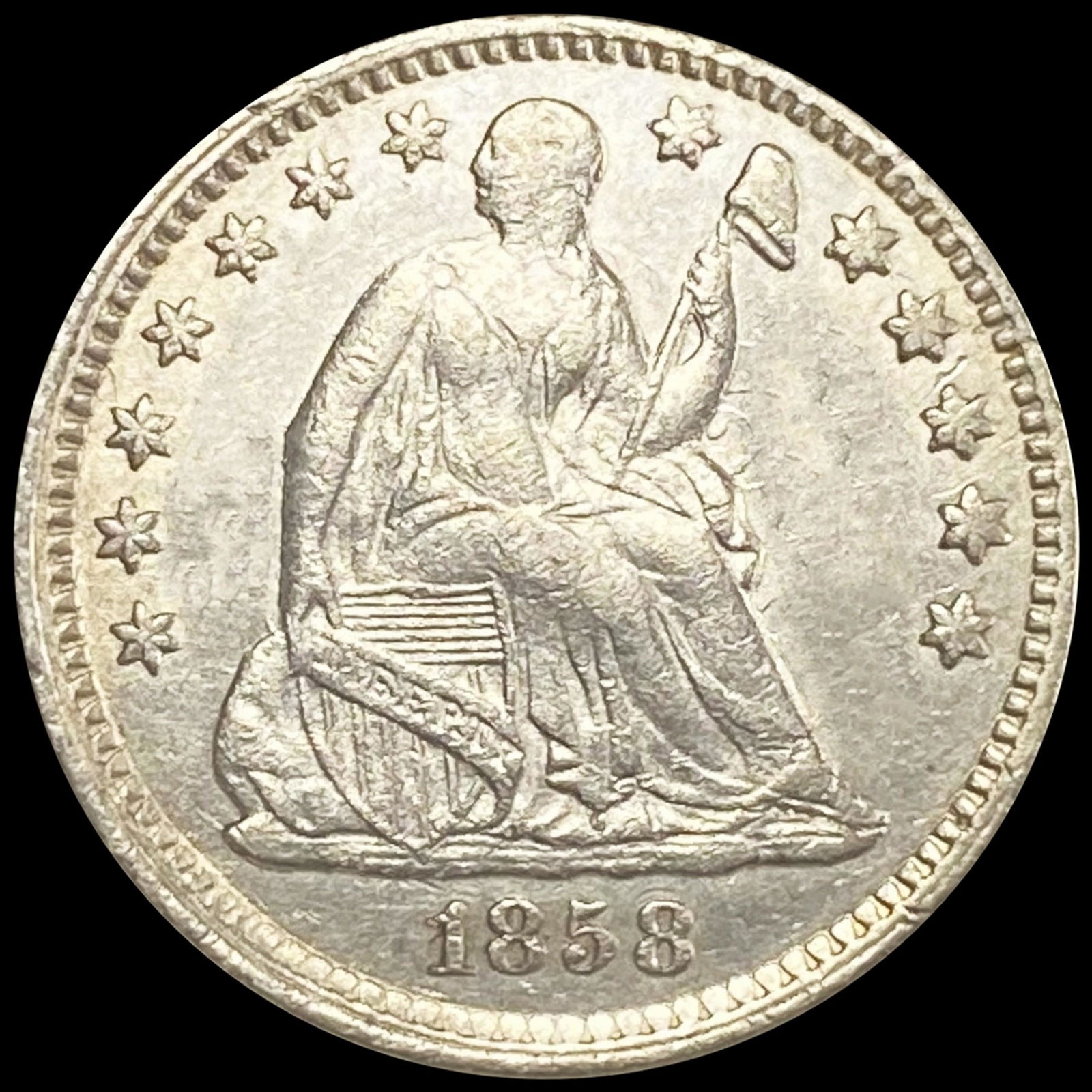 1858 Seated Liberty Half Dime UNCIRCULATED (1 of 2)