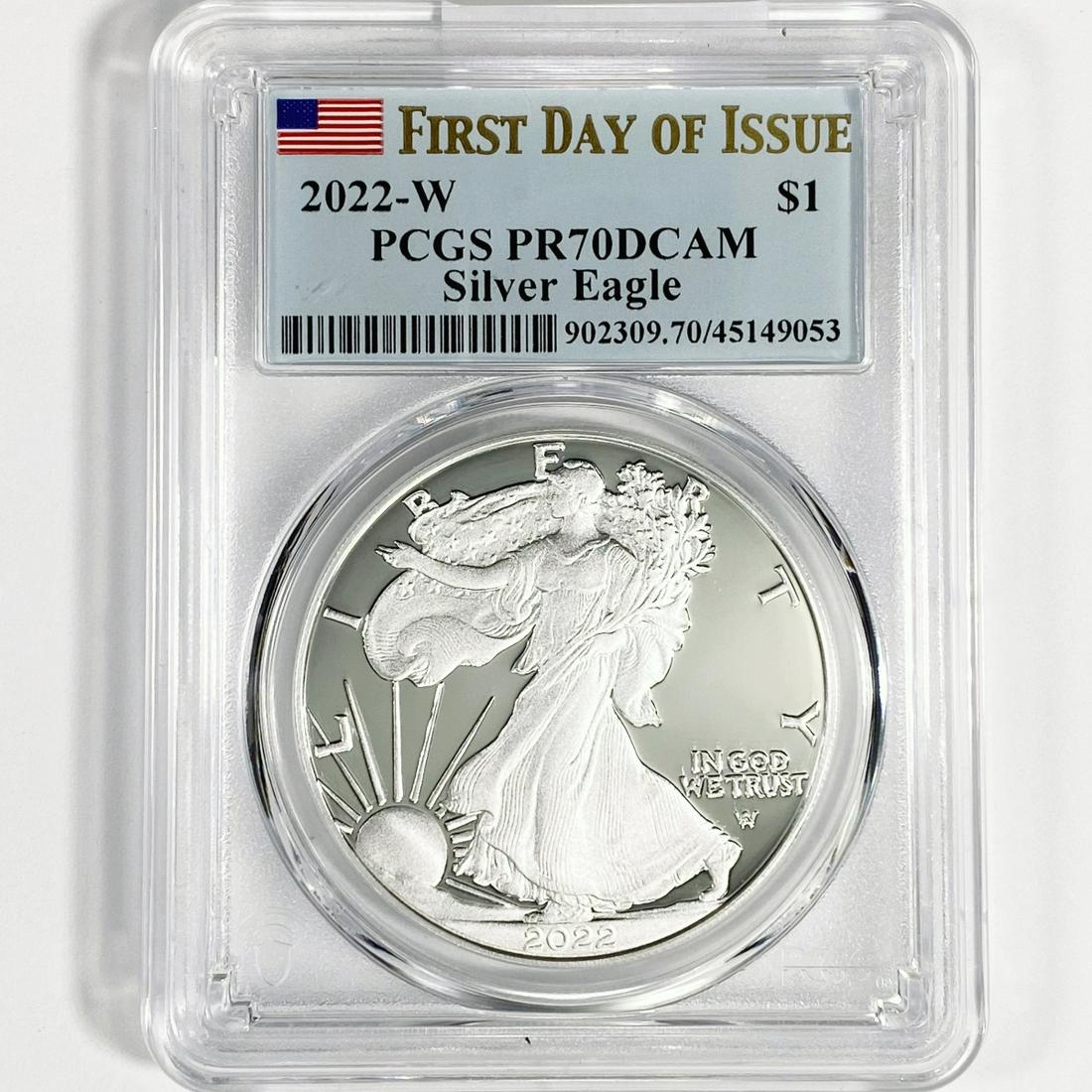 2022-W Silver Eagle PCGS-PR70 DCAM, 1st Day Issue (1 of 2)
