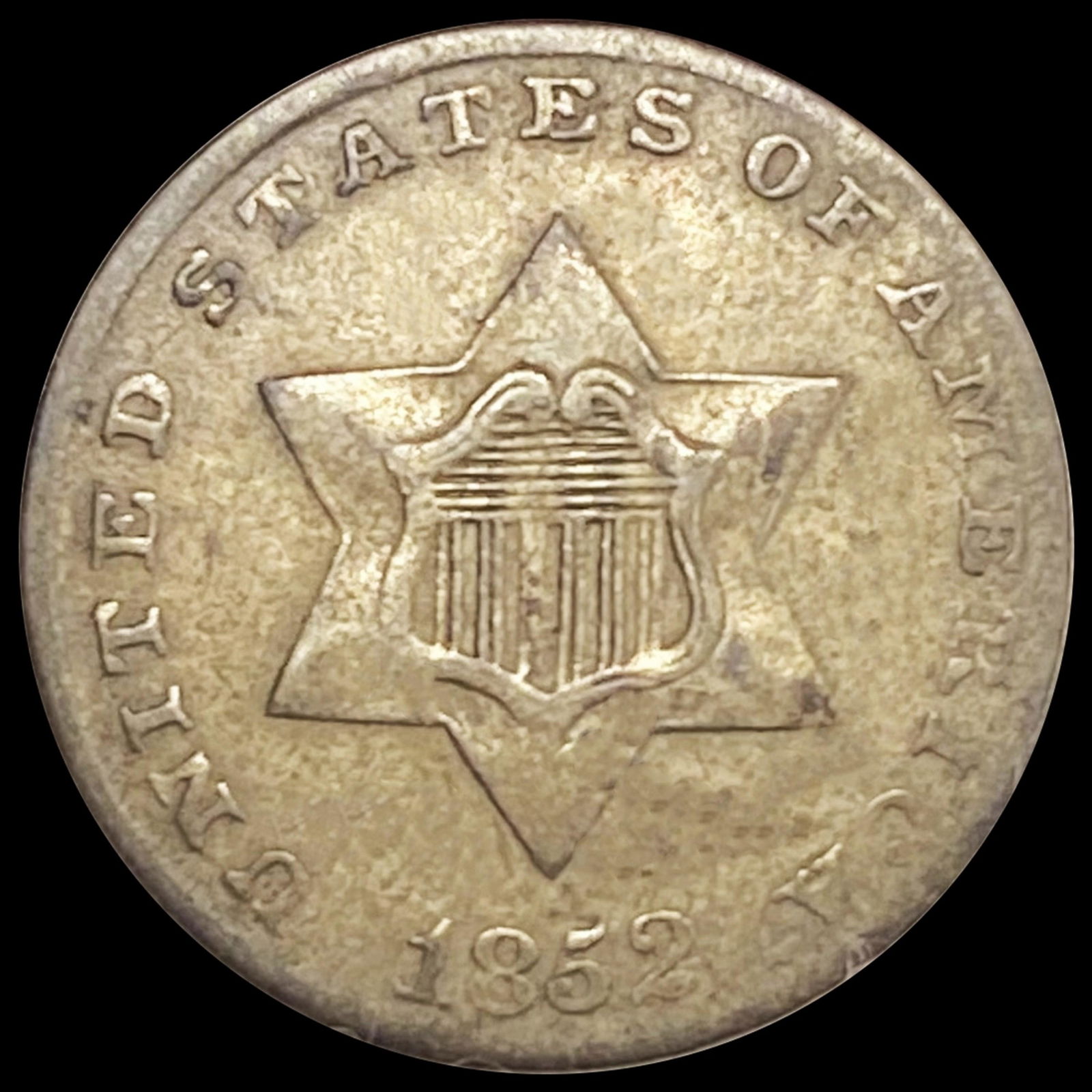 1852 Silver Three Cent NEARLY UNCIRCULATED (1 of 2)