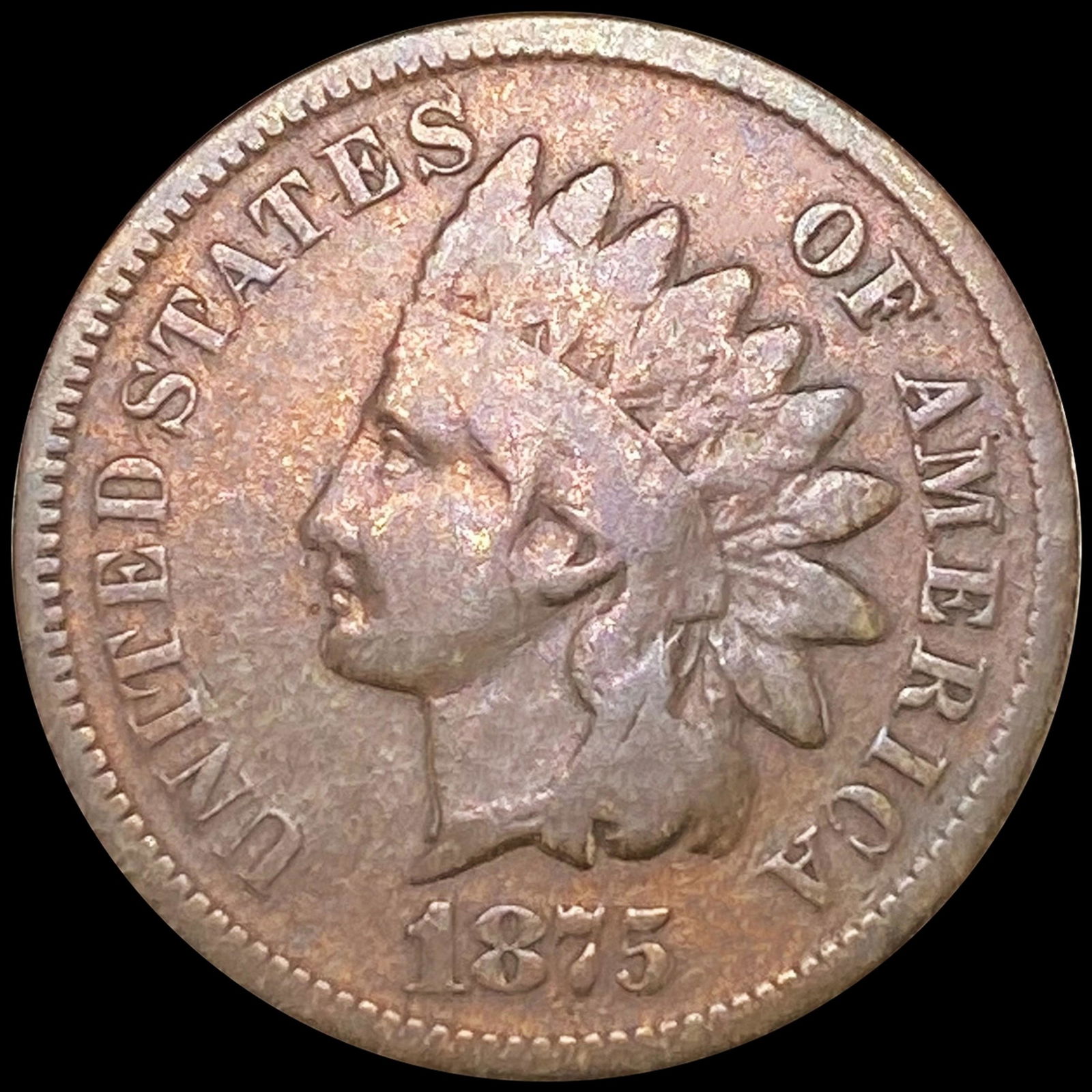 1875 Indian Head Cent ABOUT UNCIRCULATED (1 of 2)