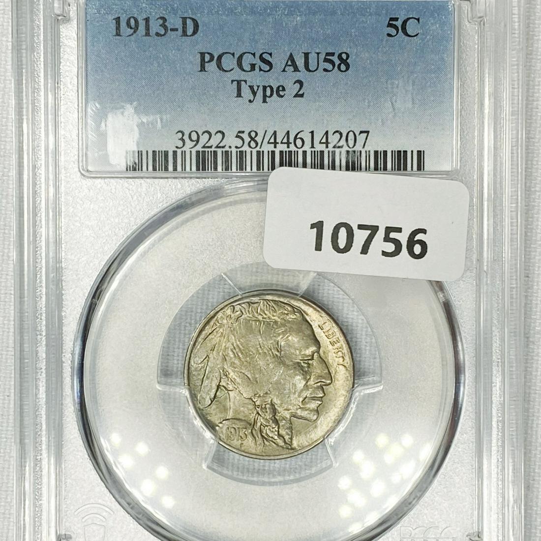 1913-D Buffalo Nickel PCGS-AU58 Type 2 (1 of 2)
