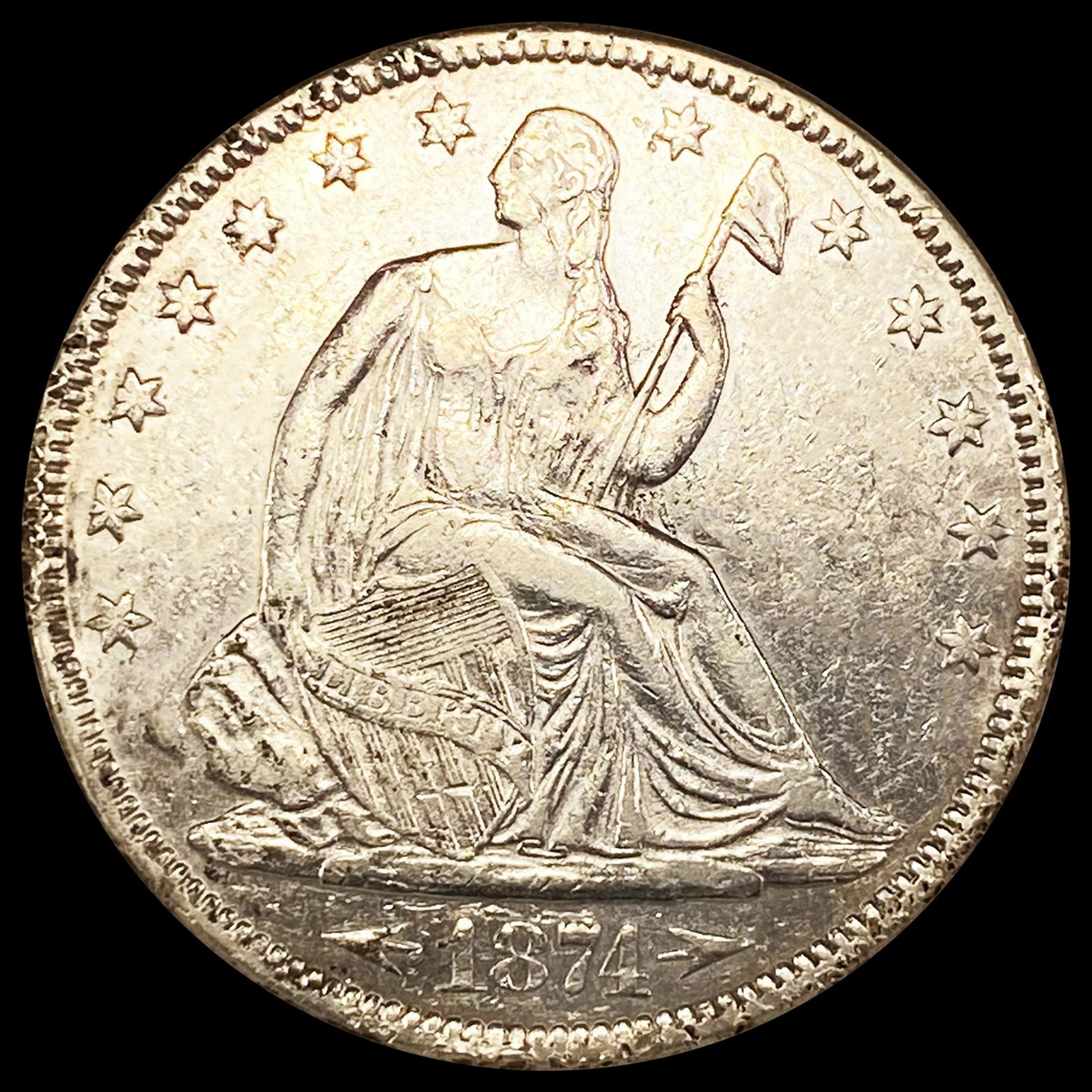 1874 Arrows Seated Liberty Half Dollar CLOSELY (1 of 2)